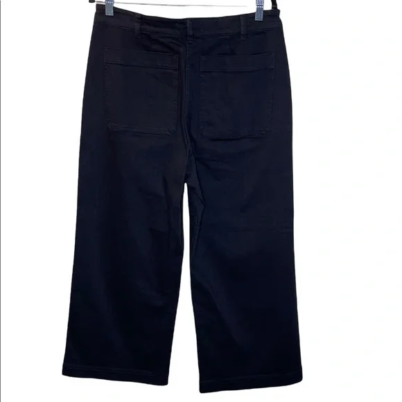 EVERLANE HIGH-RISE BLACK WIDE LEG CROPPED PANTS SIZE 14 - Picture 2 of 7